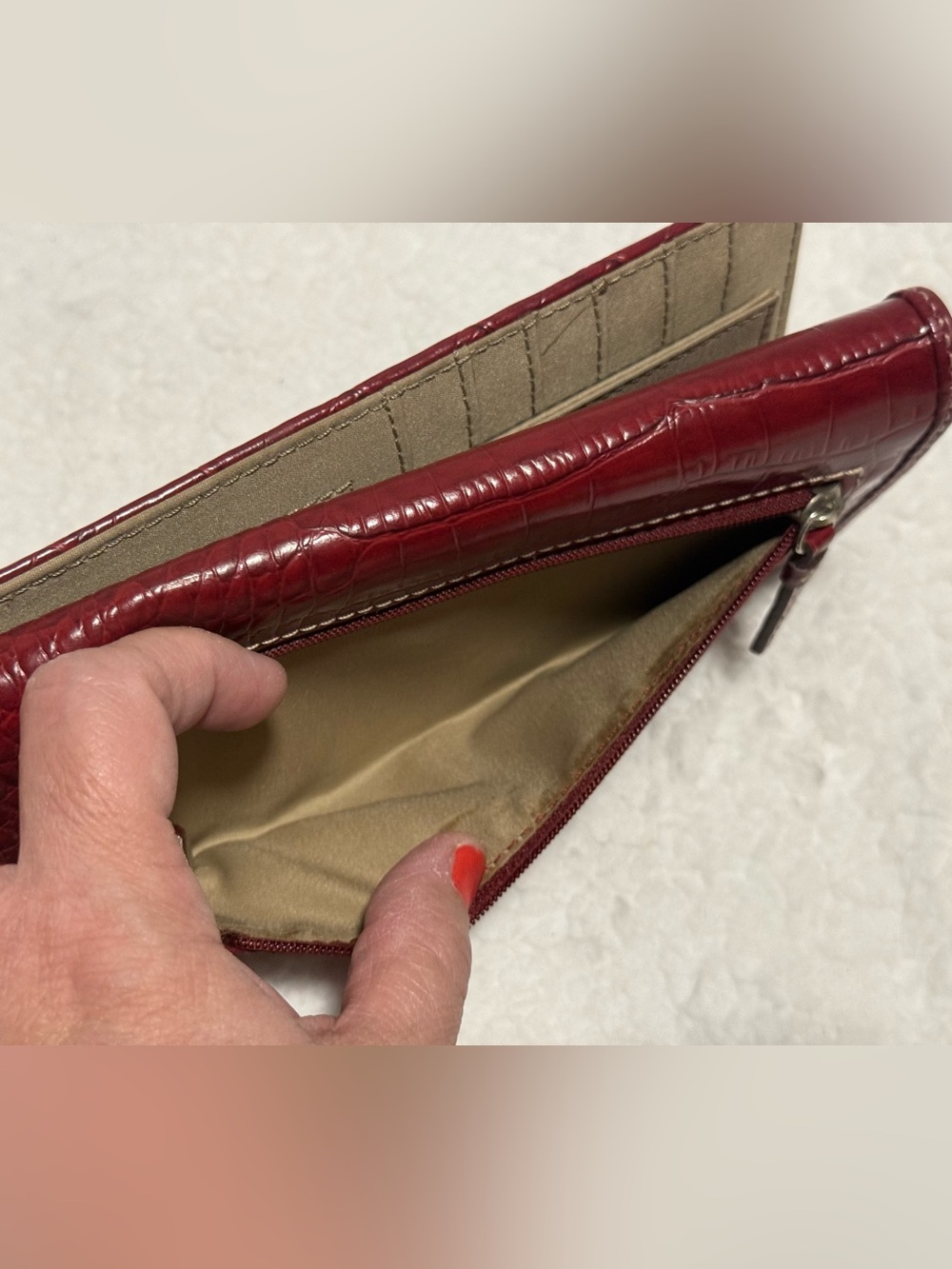 Crazy Horse by Liz Claiborne Burgundy Croc-Embossed Wallet - Picture 9 of 9